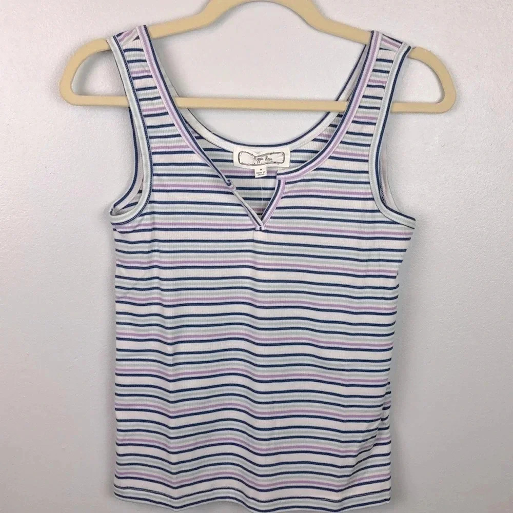 Hippie Rose New Medium Juniors Stretchy Striped Tank Top